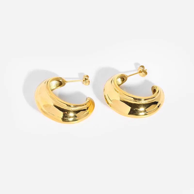 New Mesh/Rotating Geometric Huggie Hoop Earrings Titanium Steel Gold Plated Color Preservation Circle C Earrings
