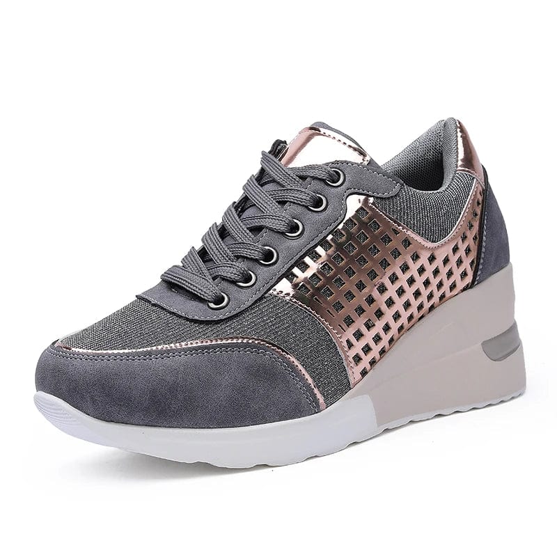 New model fashion brand shinny women sports height increasing shoes 6cm zapatillas factory wholesale low prices