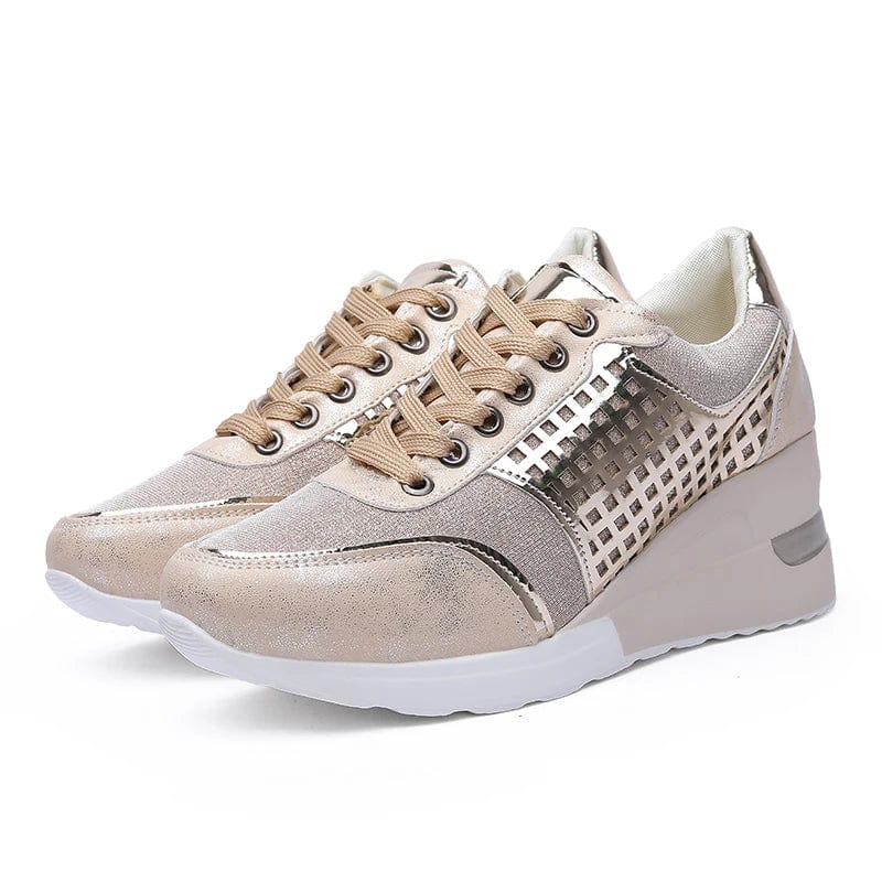 New model fashion brand shinny women sports height increasing shoes 6cm zapatillas factory wholesale low prices