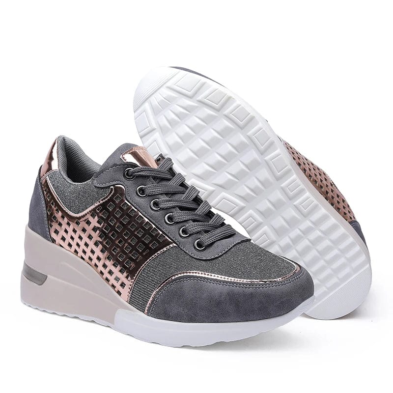 New model fashion brand shinny women sports height increasing shoes 6cm zapatillas factory wholesale low prices