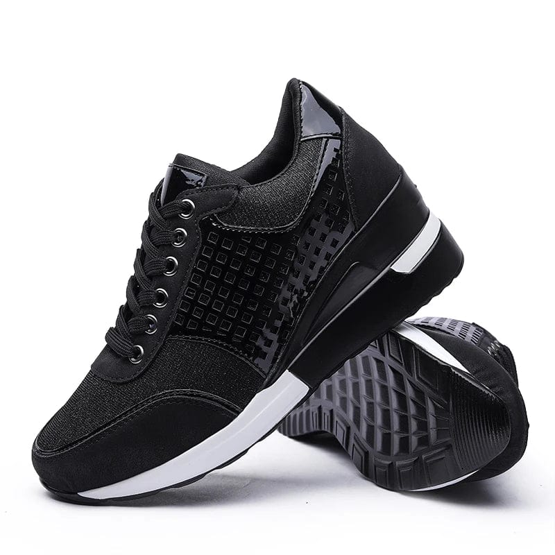 New model fashion brand shinny women sports height increasing shoes 6cm zapatillas factory wholesale low prices