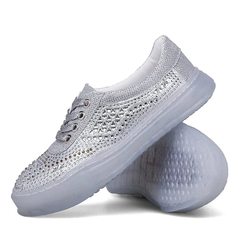 New model wholesale export top quality canvas trendy shoes fashion diamond silver bling sneakers women zapatos brand cheap