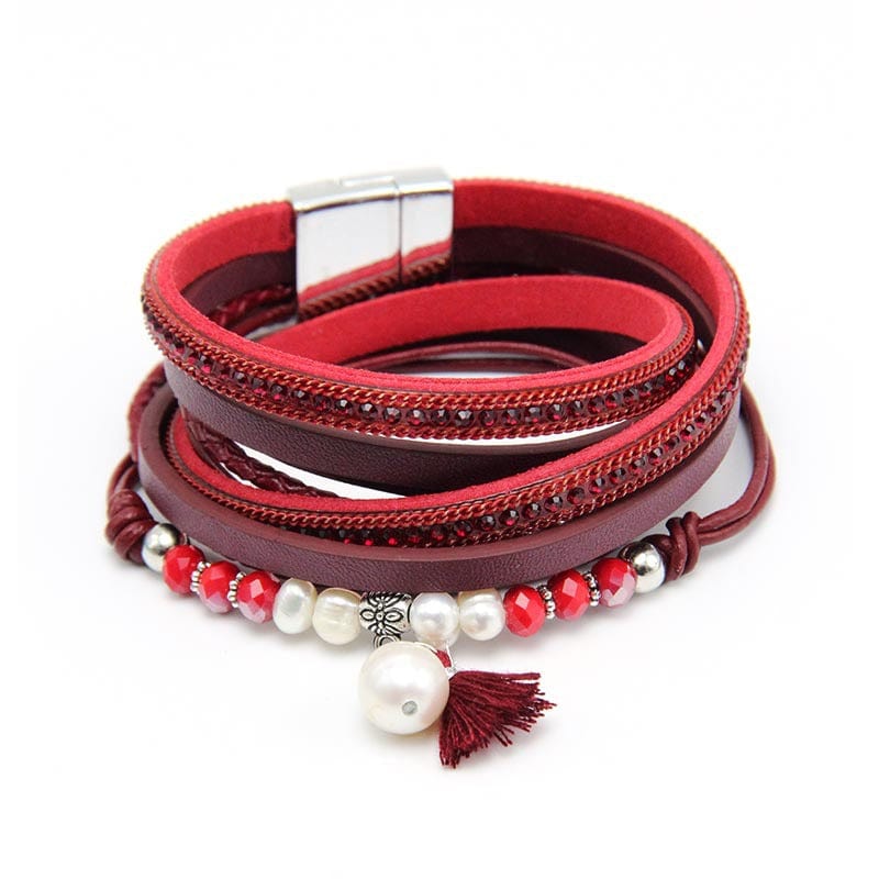 New Multilayer Pearl Crystal Beads Bracelet Tassel Charm Bracelets  Bangles Jewelry for Women