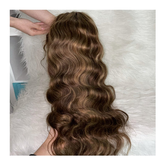 New piano colored swiss lace frontal Wig raw human hair 160% density ombre color highlight wig