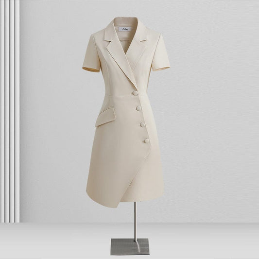 New polyester short-sleeved V-neck waist skirt commuter women's professional suit skirt