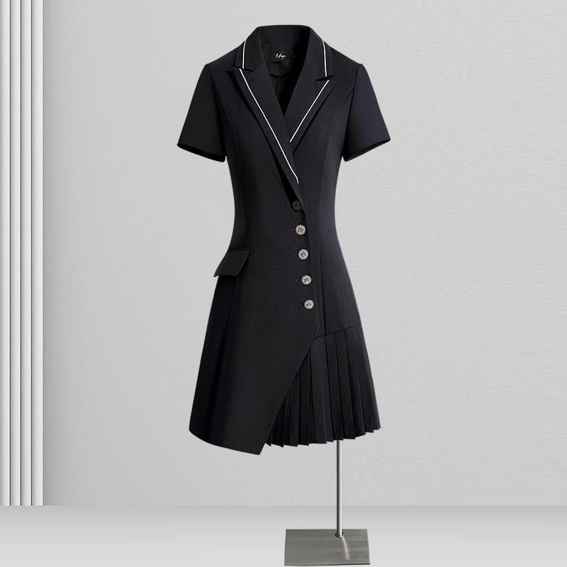 New polyester short-sleeved V-neck waist skirt commuter women's professional suit skirt