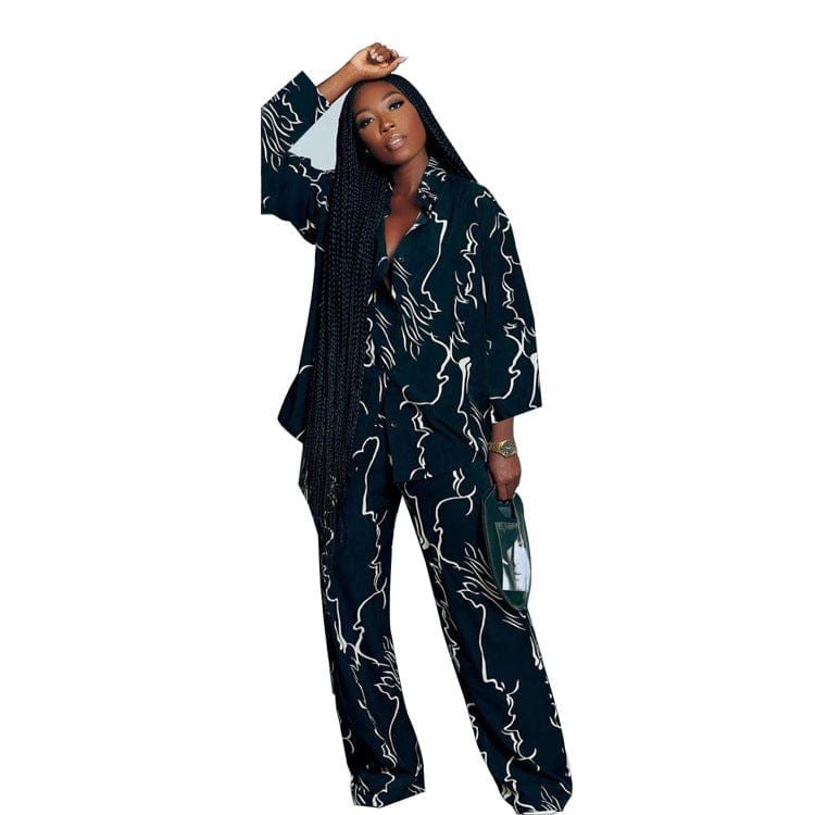 New Printed Long Sleeve Shirts And Pants 2 Piece Set Casual Loose Women's Sets 2 piece outfit set women