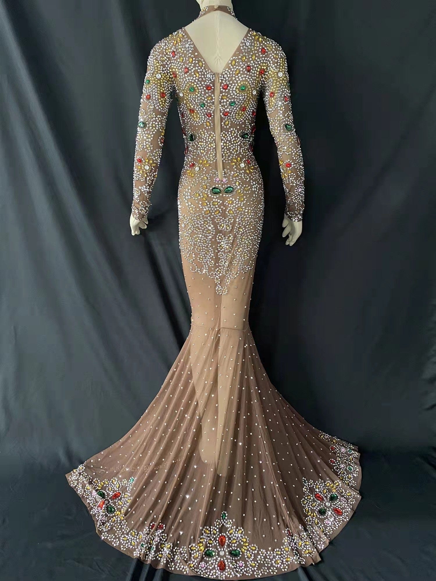 New Product Rhinestone Birthday Celebration Mermaid Dress Women Stage Costume Sexy See Through Evening Gown Wedding Party Dress