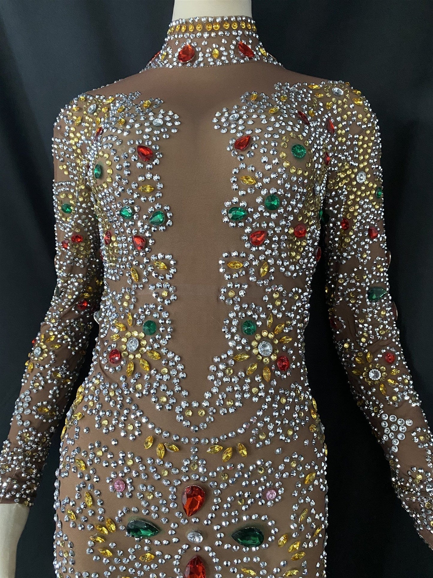 New Product Rhinestone Birthday Celebration Mermaid Dress Women Stage Costume Sexy See Through Evening Gown Wedding Party Dress