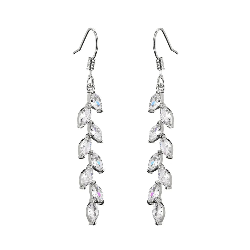 New Products Long Simple Full Inlaid Zircon Wheat Ear Earrings Female Ins Trendy Fashion Temperament Long Tassel Earrings