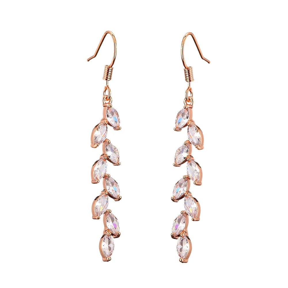 New Products Long Simple Full Inlaid Zircon Wheat Ear Earrings Female Ins Trendy Fashion Temperament Long Tassel Earrings