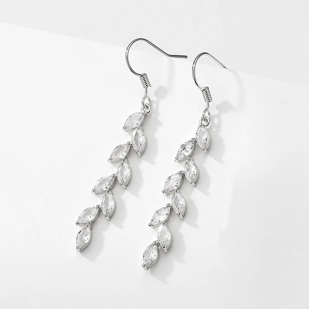 New Products Long Simple Full Inlaid Zircon Wheat Ear Earrings Female Ins Trendy Fashion Temperament Long Tassel Earrings