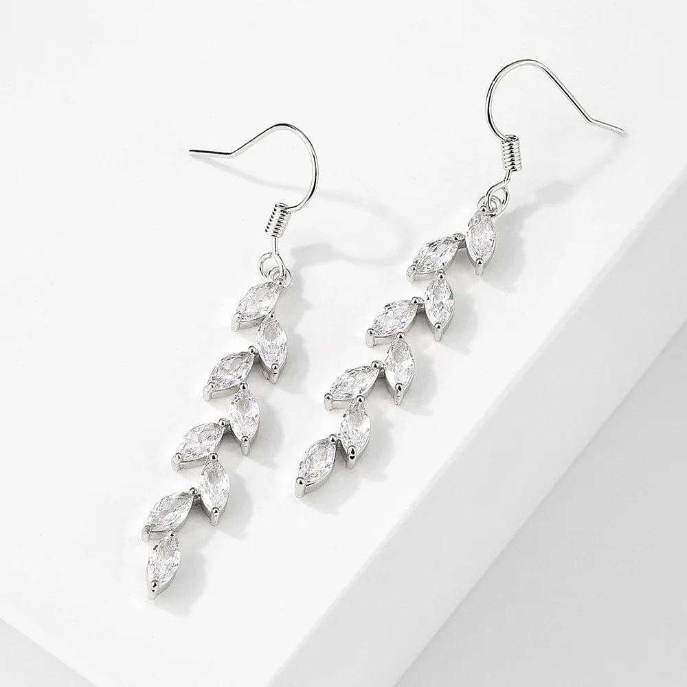 New Products Long Simple Full Inlaid Zircon Wheat Ear Earrings Female Ins Trendy Fashion Temperament Long Tassel Earrings