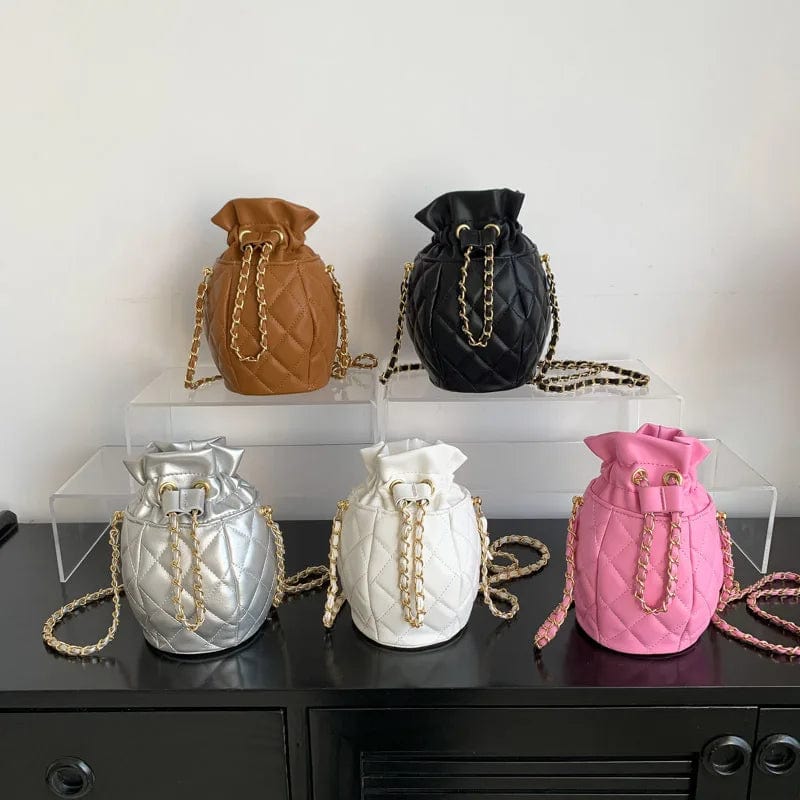 New Quilted Bucket Tote Bag For Women Crossbody Female Handbag Diamond Lattice Small PU Luxury Designer Fashion Shoulder Bags