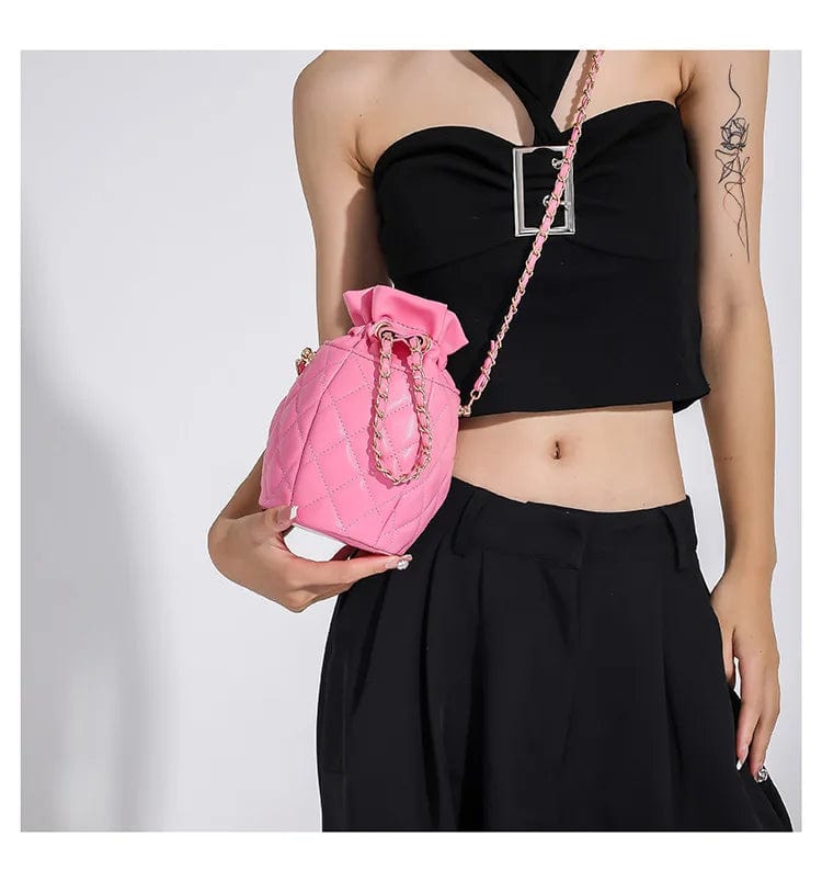 New Quilted Bucket Tote Bag For Women Crossbody Female Handbag Diamond Lattice Small PU Luxury Designer Fashion Shoulder Bags
