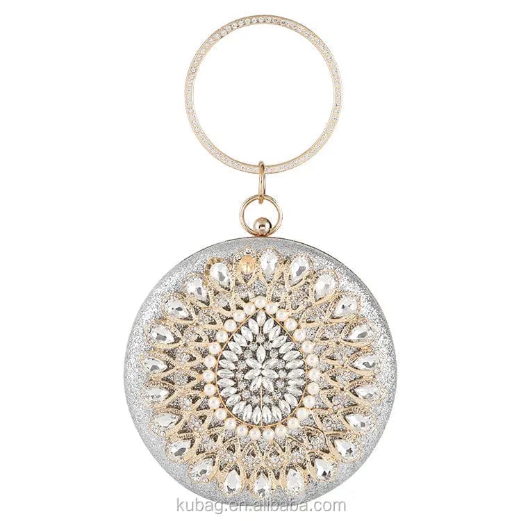 New Round Dinner Bag Rhinestone Decorative Party Handbag Woman Luxury Evening Bags