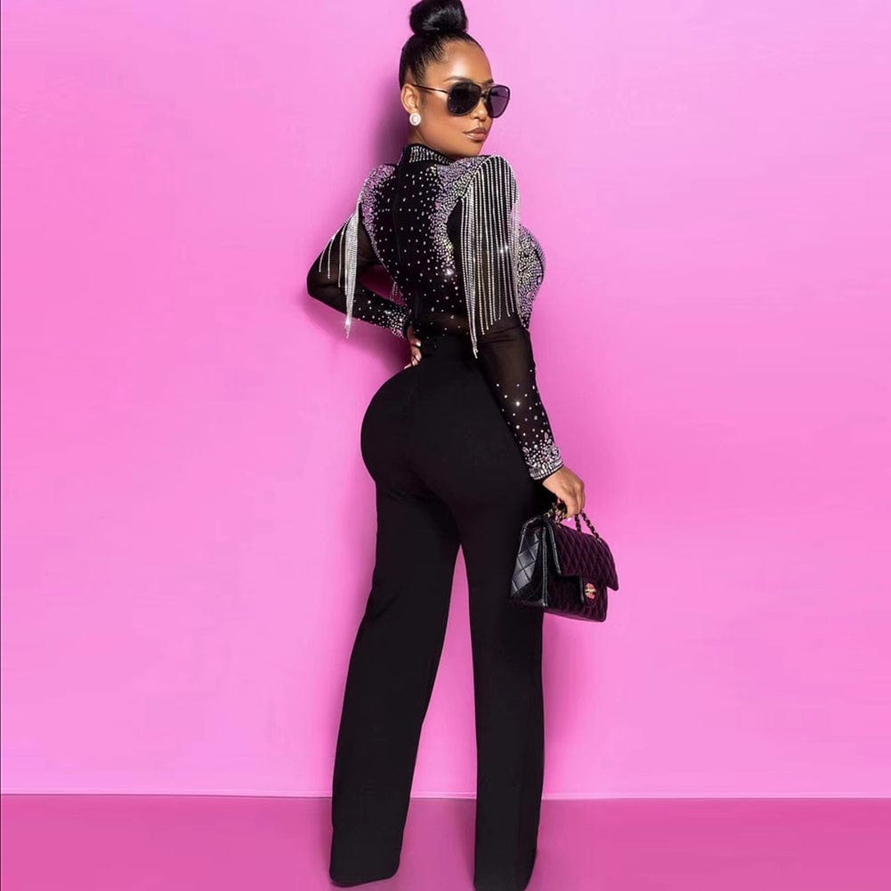 New Sexy Bodysuits&pants Women's Celebrity Night Club Wear Evening Party Dress 2 pieces