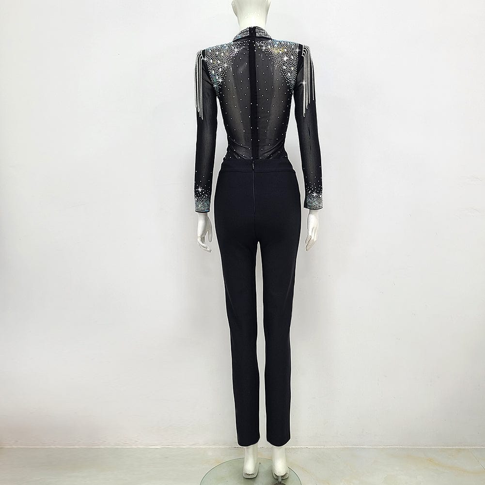 New Sexy Bodysuits&pants Women's Celebrity Night Club Wear Evening Party Dress 2 pieces