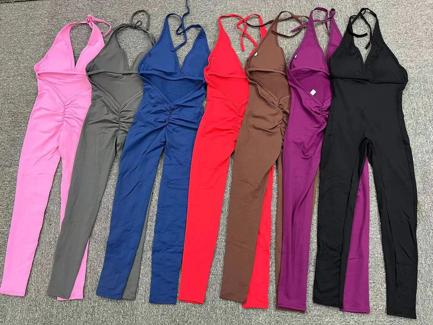 New Sexy Red V Back Design Active Romper Fitness  Workout Scrunch Yoga Jumpsuit Sportswear Bodysuits for Women