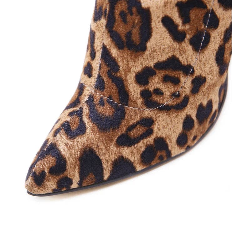 New sexy women pointed toe leopard print stiletto ankle boots high Heel Sexy Short Booties winter shoes