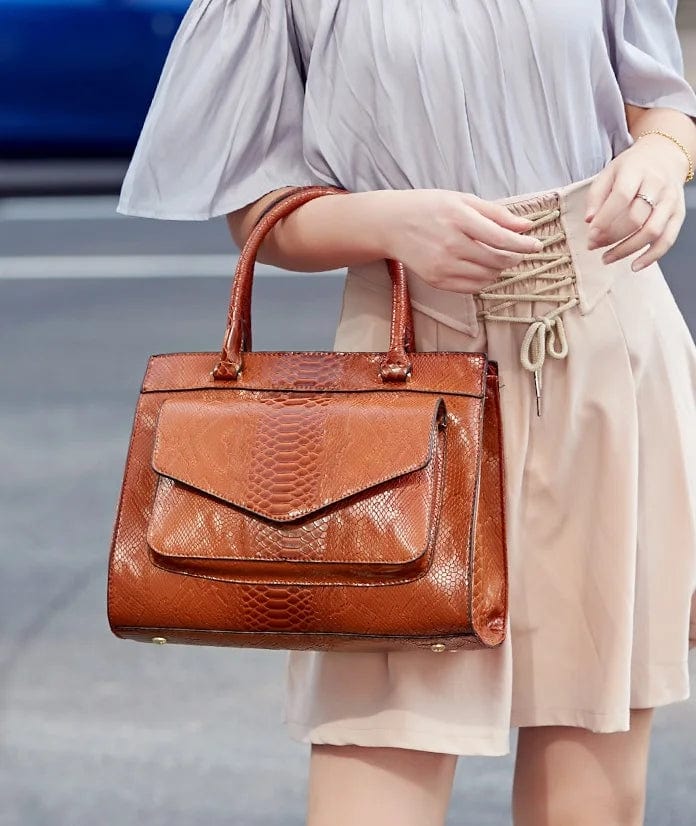 New Snake Pattern Portable Handbag  Women's Bag PU Leather Handbags for Women