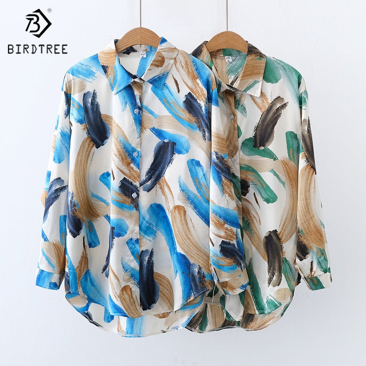 New Spring Women's Oversize Chiffon Shirts Spring Tropical Printing Tops Workwear Loose Casual Shirt Autumn Wholesale T33404X