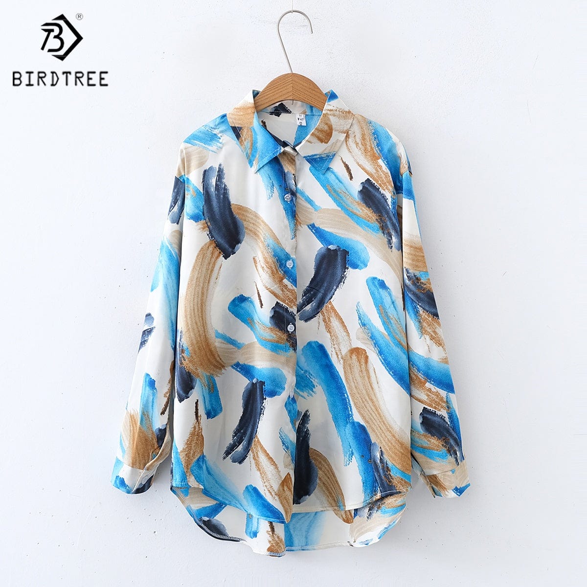 New Spring Women's Oversize Chiffon Shirts Spring Tropical Printing Tops Workwear Loose Casual Shirt Autumn Wholesale T33404X