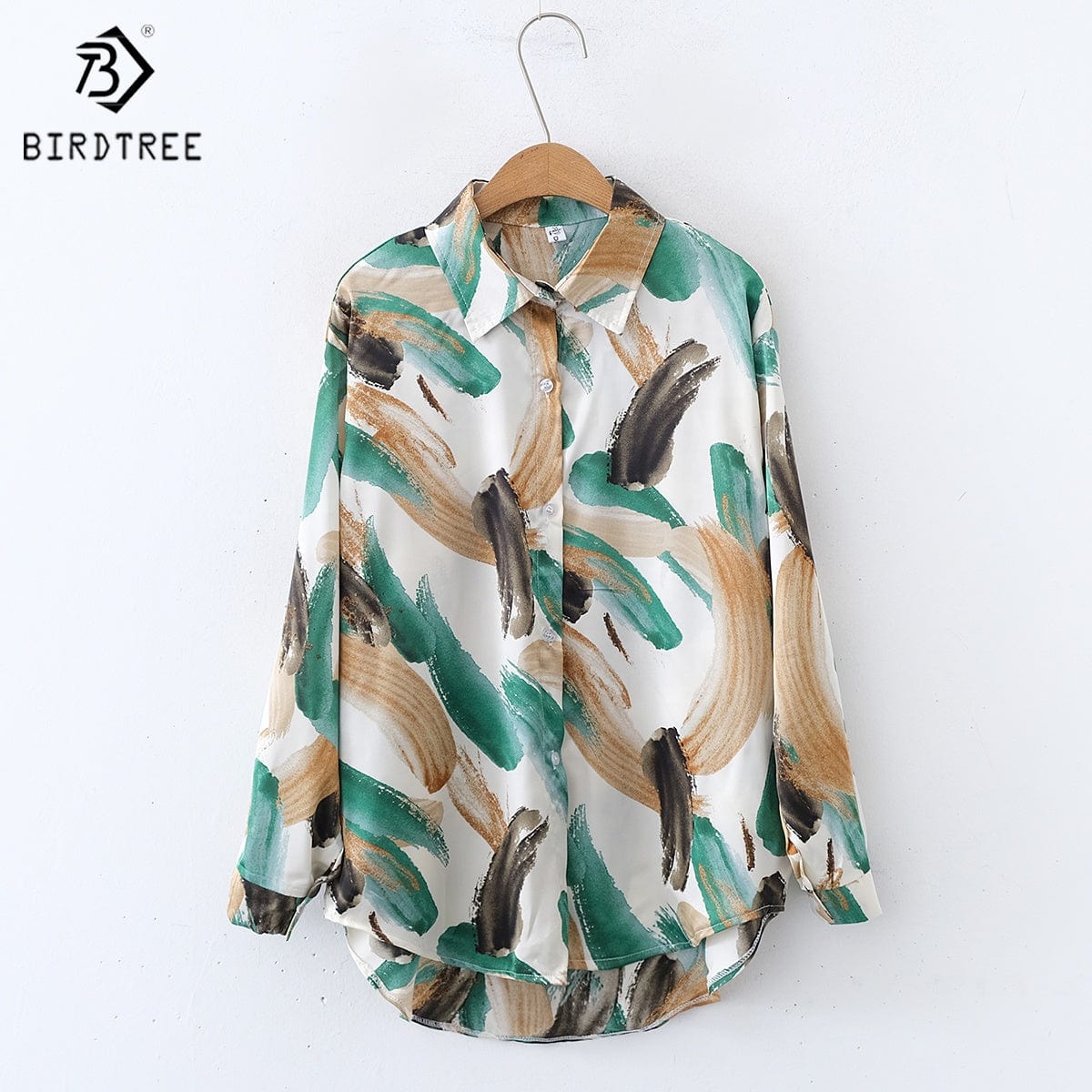 New Spring Women's Oversize Chiffon Shirts Spring Tropical Printing Tops Workwear Loose Casual Shirt Autumn Wholesale T33404X
