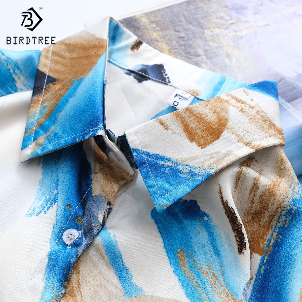 New Spring Women's Oversize Chiffon Shirts Spring Tropical Printing Tops Workwear Loose Casual Shirt Autumn Wholesale T33404X