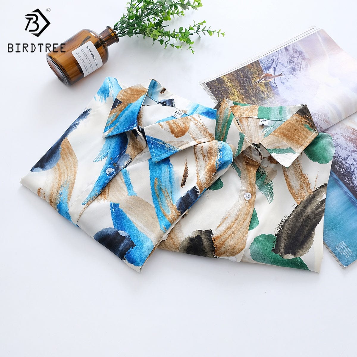 New Spring Women's Oversize Chiffon Shirts Spring Tropical Printing Tops Workwear Loose Casual Shirt Autumn Wholesale T33404X