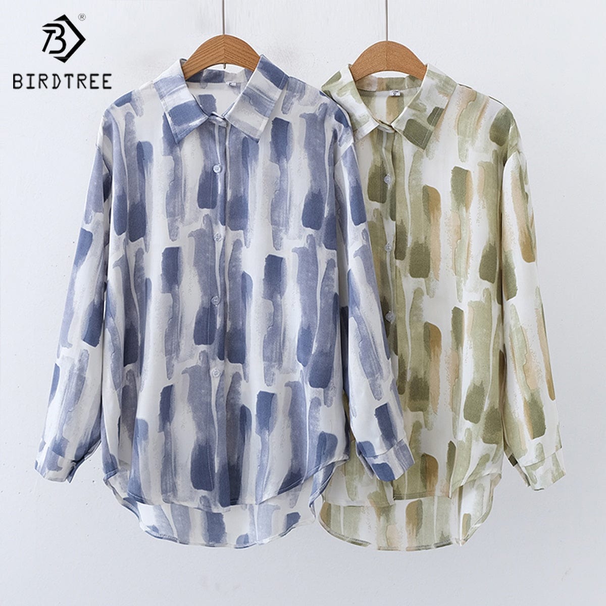 New Spring Women's Oversize Chiffon Shirts Spring Tropical Printing Tops Workwear Loose Casual Shirt Autumn Wholesale T33411X