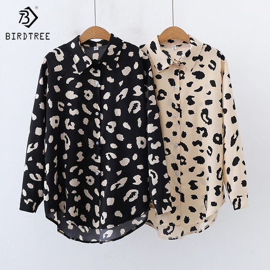 New Spring Women's Oversize Chiffon Shirts Spring Tropical Printing Tops Workwear Loose Casual Shirt Autumn Wholesale T33412X