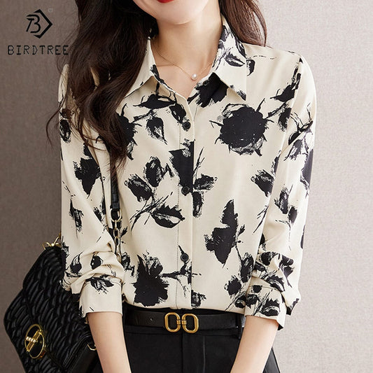 New Spring Women's Oversize Satin Shirts Spring Solid Colors Tops Workwear Casual Shirt Autumn Wholesale  T33301X