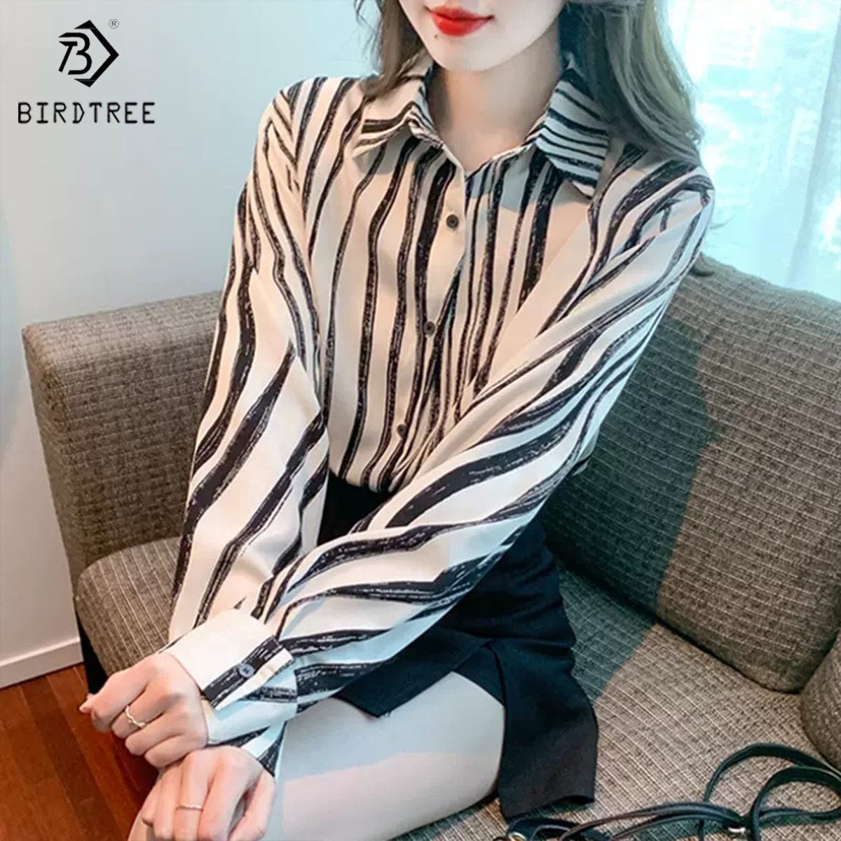 New Spring Women's Oversize Satin Shirts Spring Solid Colors Tops Workwear Casual Shirt Autumn Wholesale T33401X
