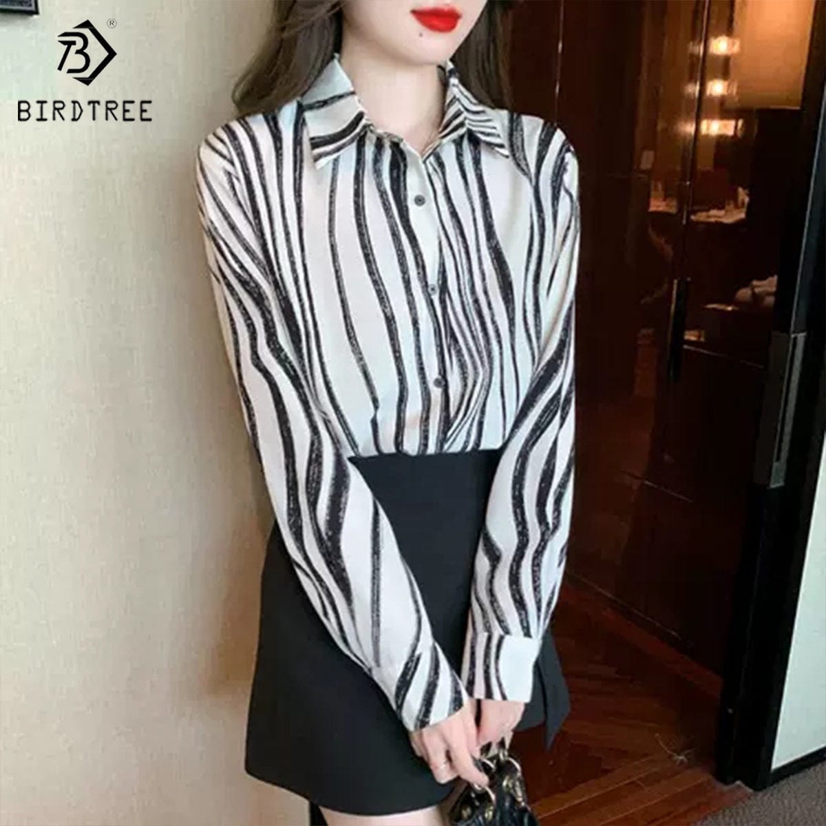 New Spring Women's Oversize Satin Shirts Spring Solid Colors Tops Workwear Casual Shirt Autumn Wholesale T33401X