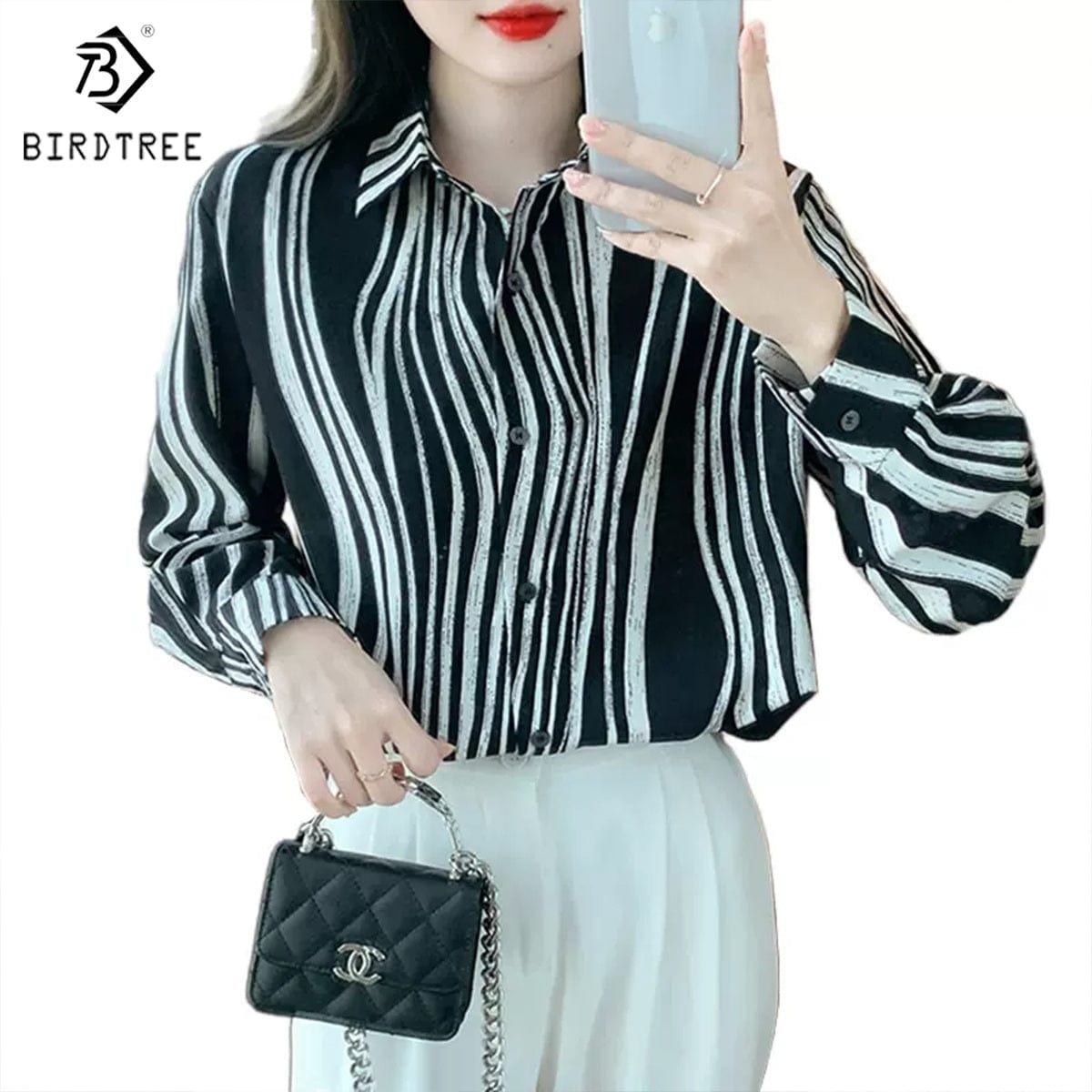 New Spring Women's Oversize Satin Shirts Spring Solid Colors Tops Workwear Casual Shirt Autumn Wholesale T33401X