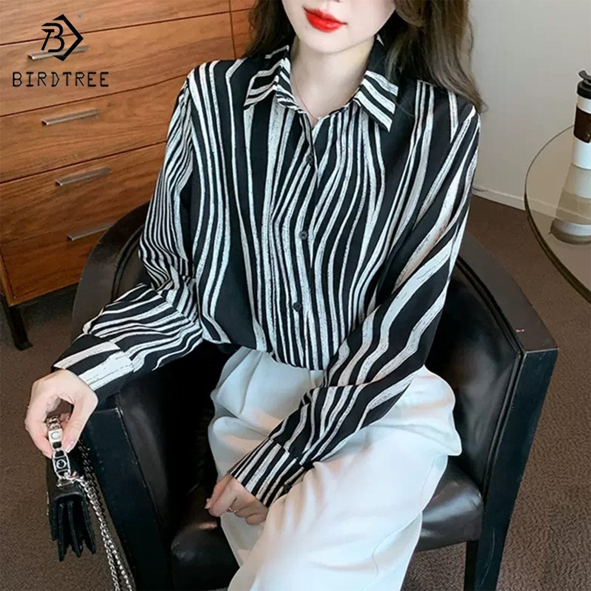 New Spring Women's Oversize Satin Shirts Spring Solid Colors Tops Workwear Casual Shirt Autumn Wholesale T33401X