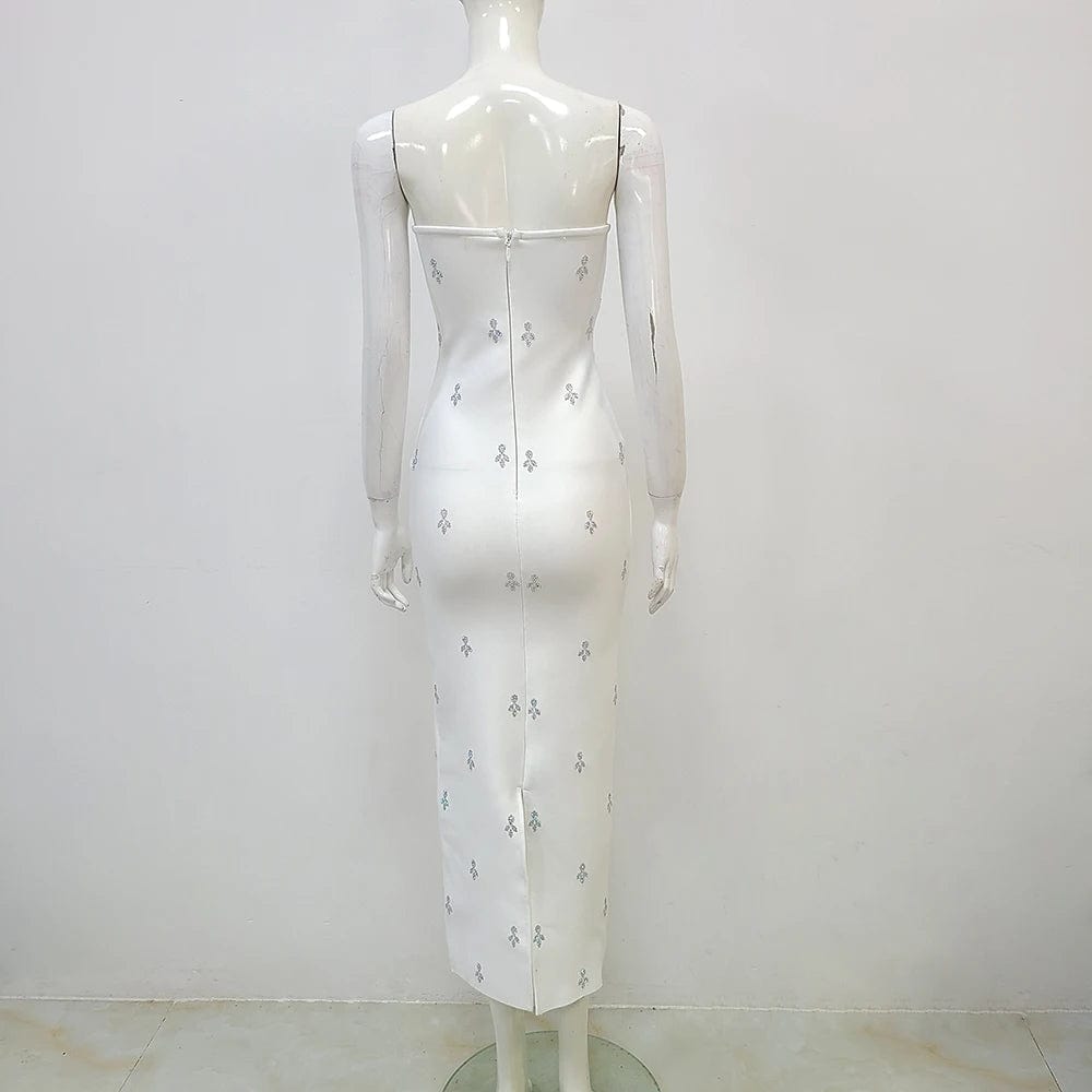 New Stock and Ready for Ship Sexy White Celebrity Night Club Runway Bodycon Party Dress