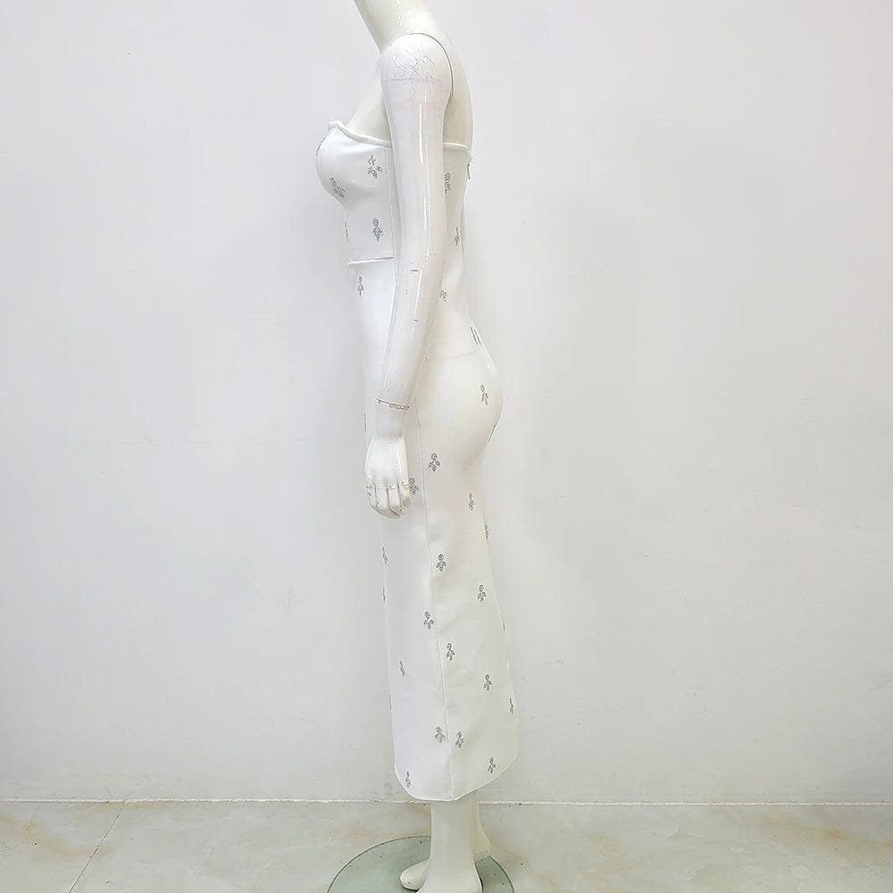 New Stock and Ready for Ship Sexy White Celebrity Night Club Runway Bodycon Party Dress