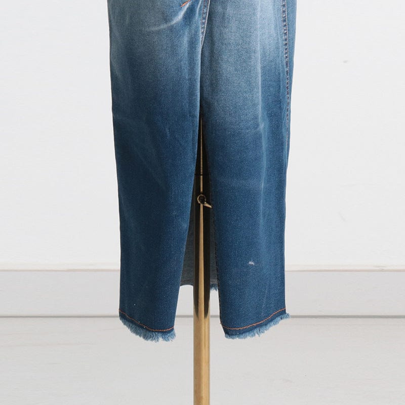 New Streetwear Fashion Ladies Casual Gradient Blue Denim Jean Long Maxi Skirt Unique Back Slit High Waist Women's Skirts