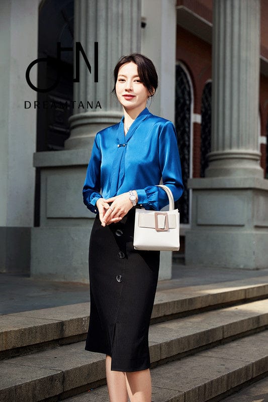 New Style Glossy Ladies Feminine  Blouses Shirts OEM European and American Lace Collar Fashion Shirts