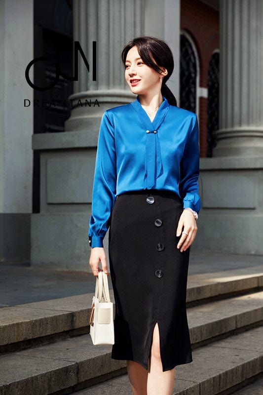 New Style Glossy Ladies Feminine  Blouses Shirts OEM European and American Lace Collar Fashion Shirts