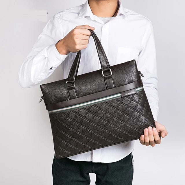 New style men's handbag PU leather business briefcase youth large-capacity zipper computer bag shoulder messenger men's bag