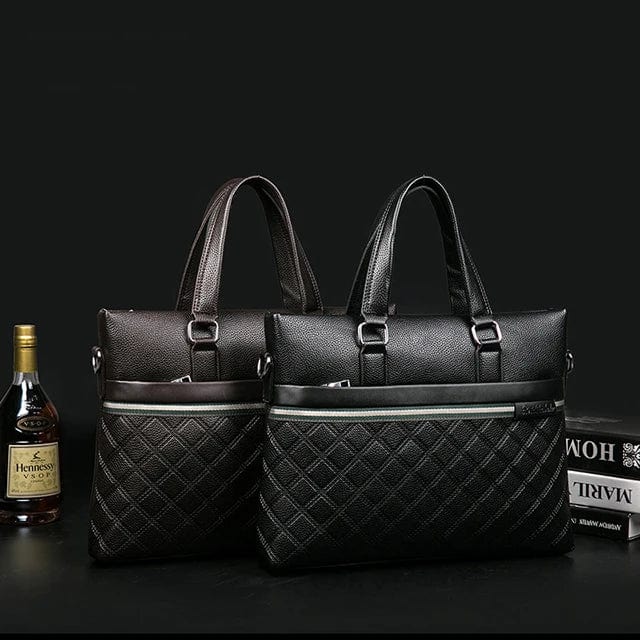 New style men's handbag PU leather business briefcase youth large-capacity zipper computer bag shoulder messenger men's bag