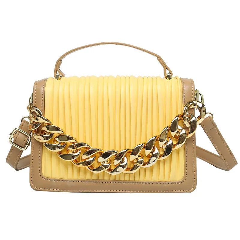 New Style Pleated Golden Acrylic Chain Small Square Texture Retro Flap Handbags