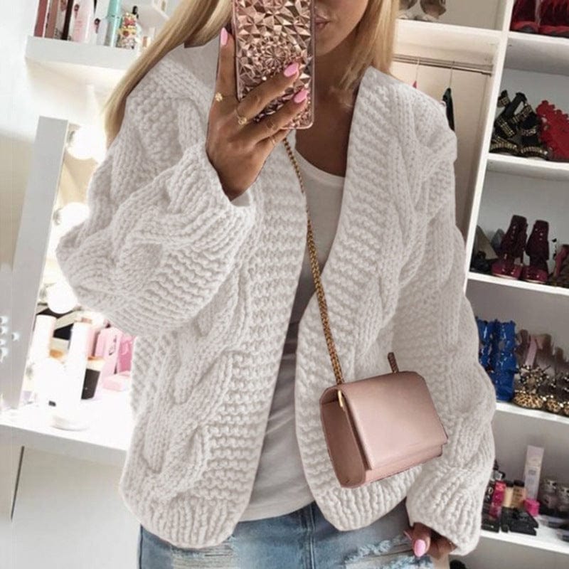 New style sweater women Europe and America rough roughened yarn Fried Dough Twists knitting cardigan sweater women