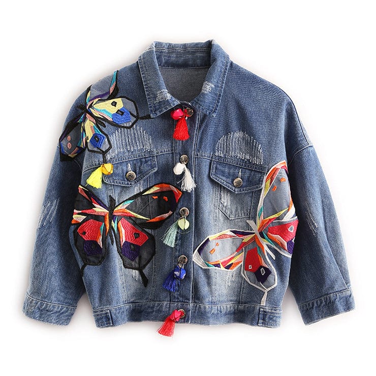 New Style Women Jean Jacket Women Butterfly Denim Jacket Women Casual Jean Jackets