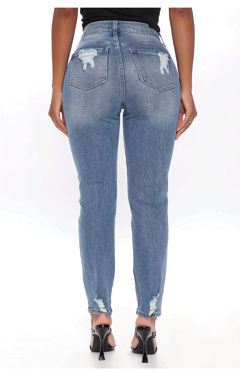 New Styles Wholesale Pants Latest Lady Fashion Fashionable Tight Ripped Trouser For Woman Pantalon Jeans