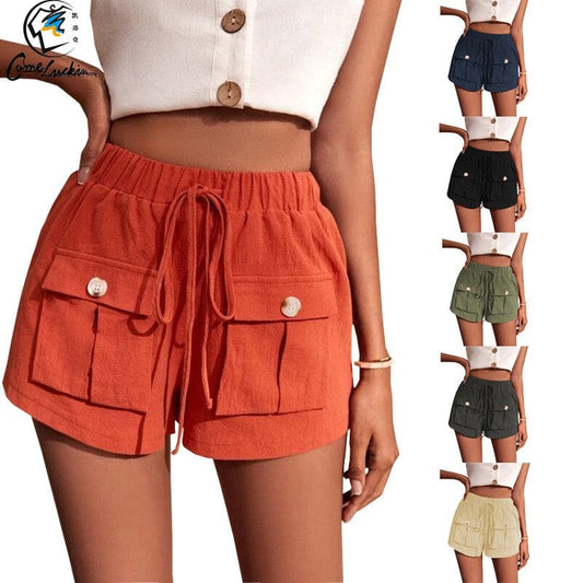 New Summer 2023 women clothes Plus Size Women's Shorts Summer Casual Shorts Pocket Loose Waist Shorts