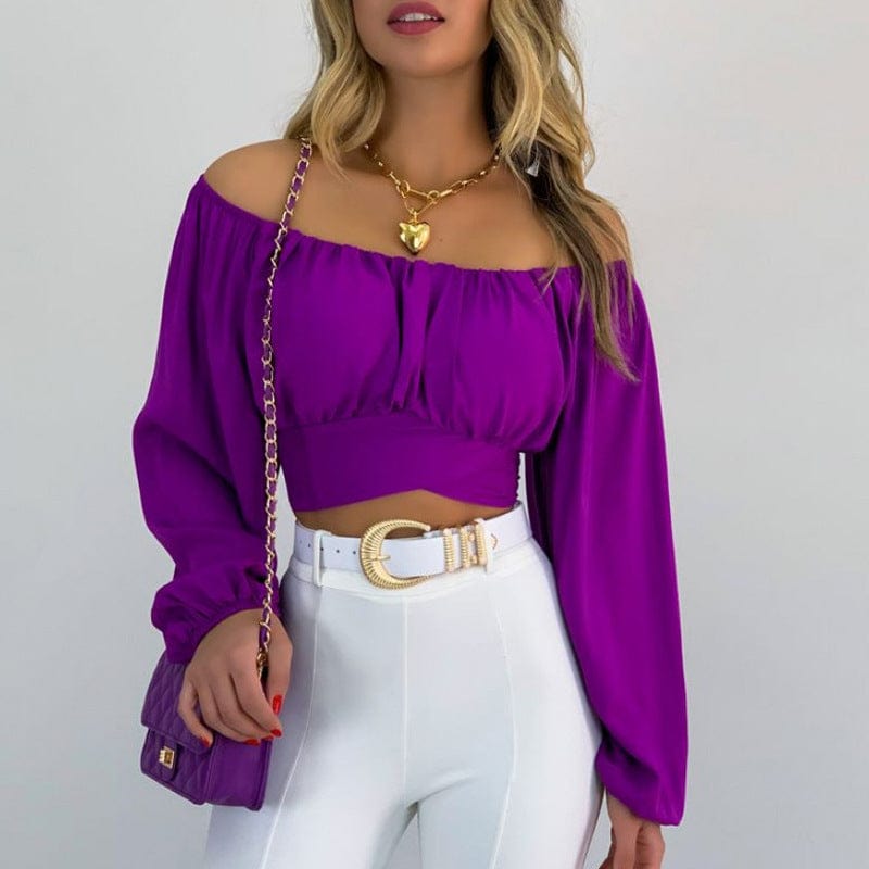 New Summer Fashion Shirt Women's Straight Collar Pullover Bubble Sleeve Shirts Top Blouse Women Long Sleeve Tops